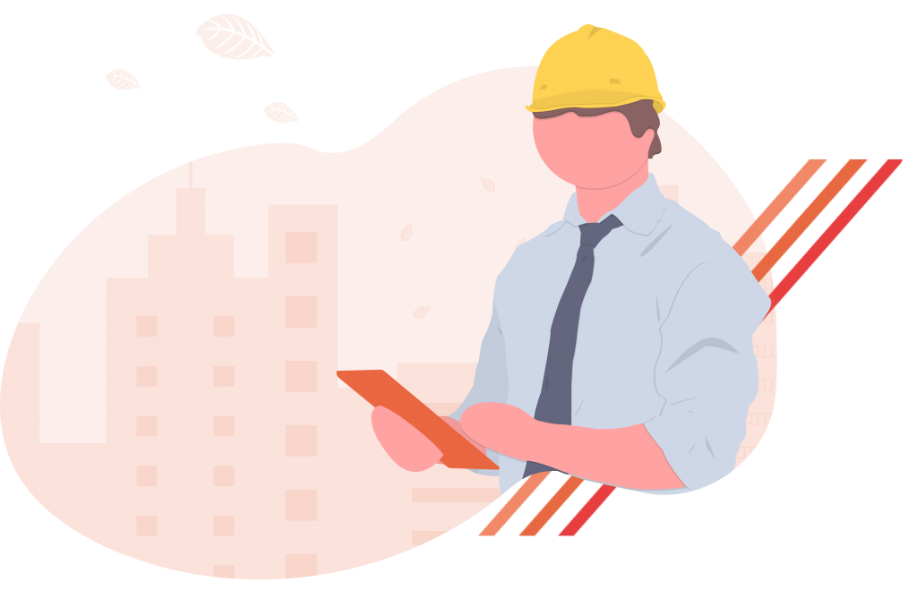 Illustration d'un homme d'affaire portant un casque de chantier